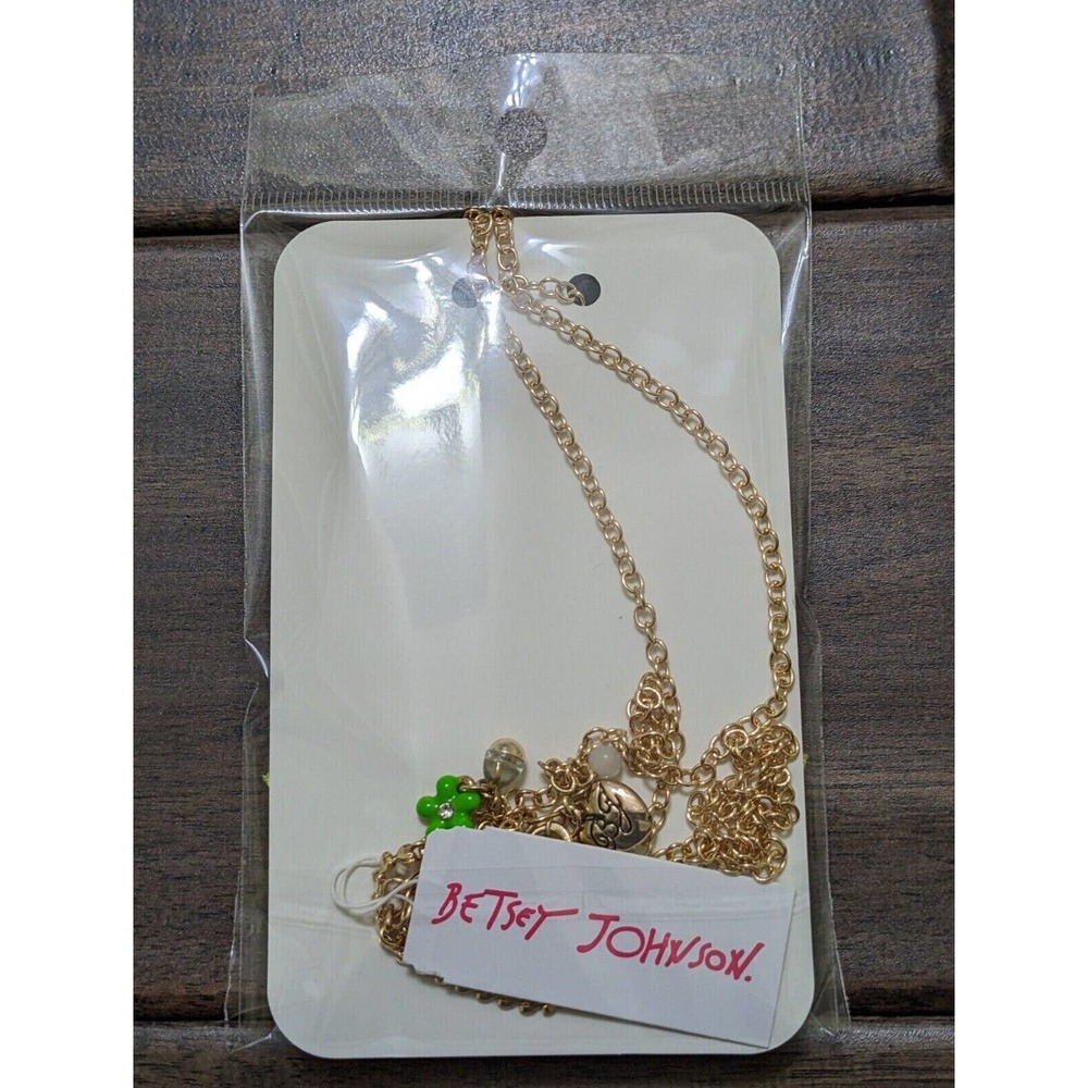 Betsey Johnson FAIRY BUNNY Gold Tone Faux Pearls & CZ Crystals Long Necklace NEW - Picture 9 of 9
